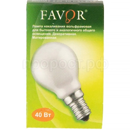 Лампа накаливания  шар Favor ДШМТ 230-40 Р45 Е14