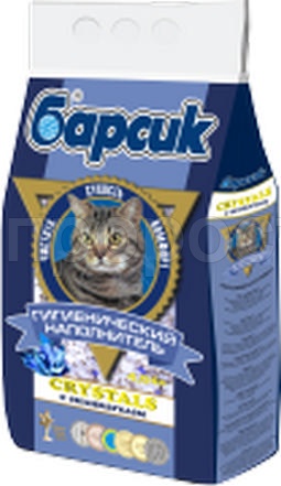 Наполнитель Барсик CRYSTALS 4,54л синий  Наполнитель Барсик CRYSTALS 4,54л синий