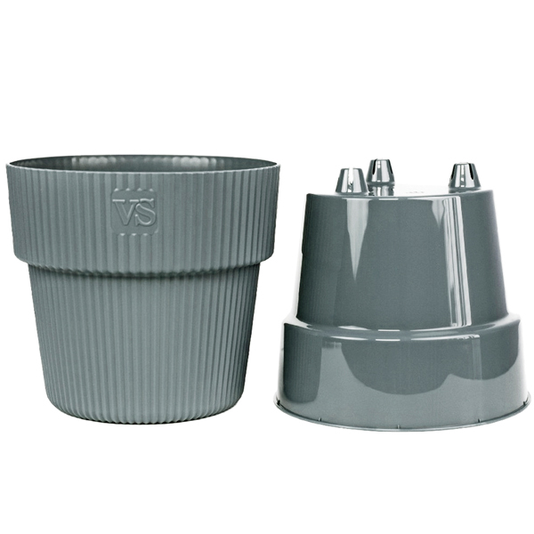 Кашпо Алемар VipSet 8,2л серый с дренаж вставкой /4шт/ЭД