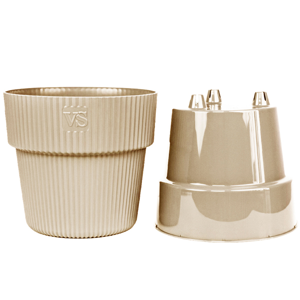 Кашпо Алемар VipSet 2,4л кремовый с дренаж вставкой /17шт/ЭД