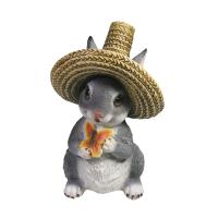 Зайка в соломенной шляпе с бабочкой L12W13H21,5  713645/F726
