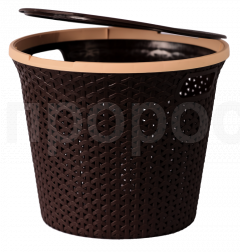 Корзина для белья Плетенка 20л круглая с крышкой Корзина для белья Плетенка 20л круглая с крышкой