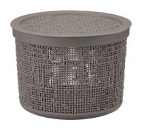 Коробка д/хранения БЯЗЬ 2л(круглая) французский серый с крышкой М2328