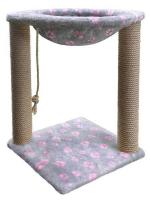 Когтеточка зверье мое столбик №3 с гамаком, джут розовая пантера/86158