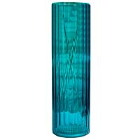 Ваза д/цветов Цилиндр рифленая бирюза стекл. /1905-Н5 /1шт/ДК
