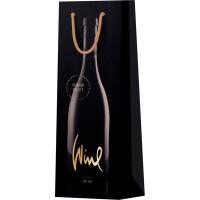 Пакет подарочный 12*36*8,5см "Black" матовое ламинирование, отд.фольгой, под бутылку MESHU /Рельеф Пакет подарочный 12*36*8,5см "Black" матовое ламинирование, отд.фольгой, под бутылку MESHU /Рельеф