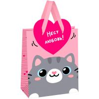 Пакет подарочный 18*23*10см "Give love" фольга мат. лам. MESHU/Рельеф Пакет подарочный 18*23*10см "Give love" фольга мат. лам. MESHU/Рельеф