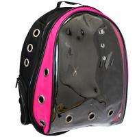 Рюкзак-переноска д/животн.с панор.видом вентил.отверст.21x23x41см черно-розовый/Рп18р/Евро
