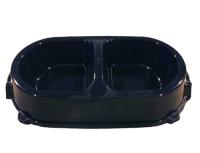 Миска двойная пластик д/кошек 0,45л нескользящая черная/FG17917/17920Гризли