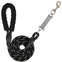 Поводок с мет. амортизатором шнур 12мм мягкая ручка св/отр 1,5м ПШ-1015 черный