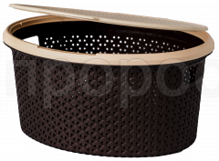Корзина для белья 20л Плетенка овальная с крышкой 16025 Корзина для белья 20л Плетенка овальная с крышкой 16025