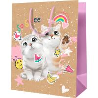 Пакет подарочный 26*32*12см "Милые котята"  крафт MESHU/MS_52269/Рельеф Пакет подарочный 26*32*12см "Милые котята"  крафт MESHU/MS_52269/Рельеф