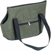 Сумка переноска Zoo-M JAZZ Жакард 2 кармана поролоновая Йоркшир,Чихуахуа 39*19*26см/9097хаки/Дарэлл