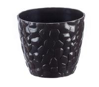 Кашпо КАМНИ 260мм 8л коричневый ротанг с прикр. под. М3171 /12шт/М-пласт