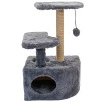 Когтеточка Домик ЧИП круглый с полкой, столбик джут 48*51*h71см дымчатый/8347/Дарэлл