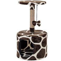 Когтеточка Домик ЭММА разборный круглый мех,джут 34*34*60см/8751жираф/Дарэлл