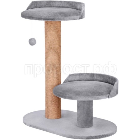 Когтеточка БЕТА столбик 2 круглые лежанки джут 62х35х70см 10 КД-39 светло-серый