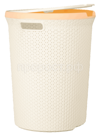Корзина для белья 55л Плетенка круглая с крышкой слон.кость 16026 Корзина для белья 55л Плетенка круглая с крышкой слон.кость 16026
