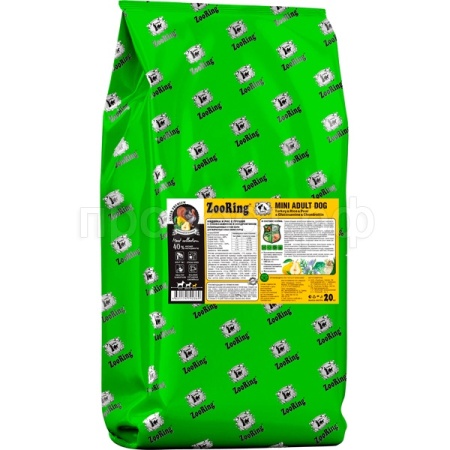 Собаки ZooRing Mini Adult индейка/рис/груша д/взр.собак мини пород 20кг/792369 ЧЗ