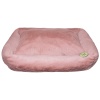 Лежанка прямоугольная мех однотон с подушкой холофайбер Пыльная Роза 65*50*18см/DONBARON