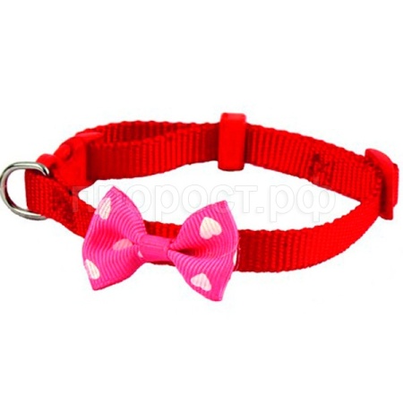 Ошейник нейлон 10мм с пряжкой-защелкой бантом 20-30см красный/00210019-02/Каскад Ошейник нейлон 10мм с пряжкой-защелкой бантом 20-30см красный/00210019-02/Каскад