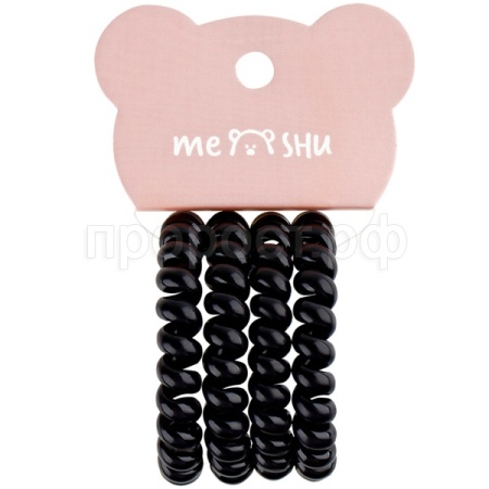 Резинки д/волос 4 шт пружинки черные/MESHU/Рельеф Резинки д/волос 4 шт пружинки черные/MESHU/Рельеф