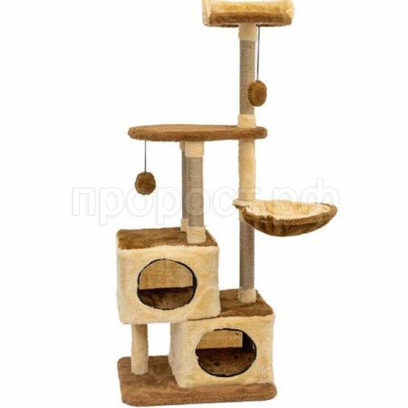 Когтеточка Комплекс ЭЛЬЗА разборный, 3-х уровн.,2 домика 80*42*h139см мех,джут бежевый/8755бДарэленд Когтеточка Комплекс ЭЛЬЗА разборный, 3-х уровн.,2 домика 80*42*h139см мех,джут бежевый/8755бДарэленд