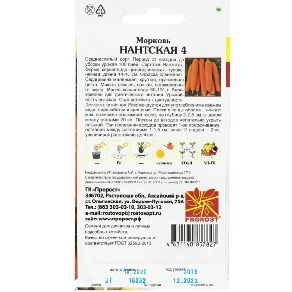 Морковь Нантская 4 2г