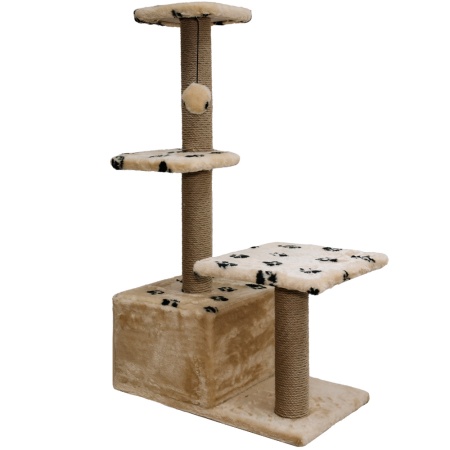 Когтеточка домик с 2-умя полками и домиком квадратная мех джут беж с игрушкой 114*66*38см/DONBARON Когтеточка домик с 2-умя полками и домиком квадратная мех джут беж с игрушкой 114*66*38см/DONBARON