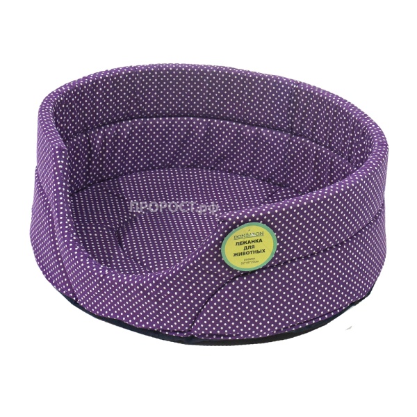 Лежанка овальная стеганая поролоновая хлопок Горох МИКС 52*46*20см/DONBARON