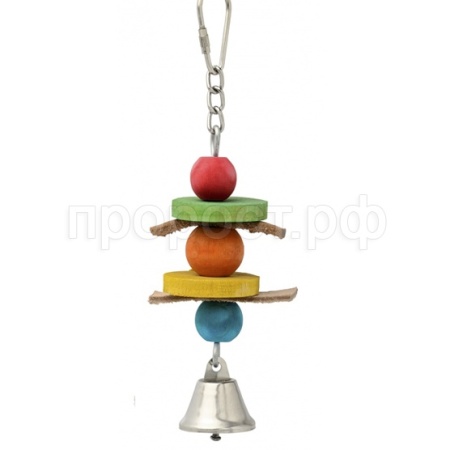 Игрушка д/птиц Три шарика с колокольчиком деревянная П5930/ЗР