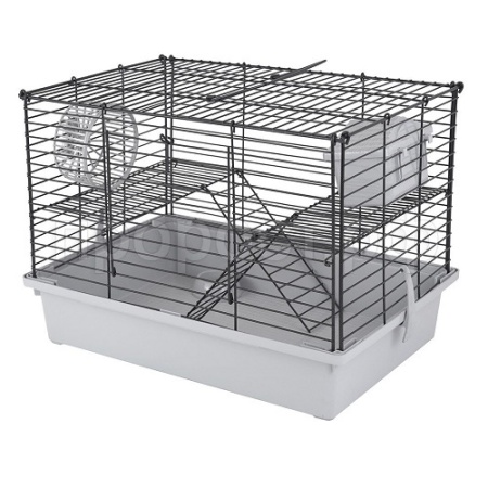 Клетка д/грыз МОРТИ 38*28*28см сер-черн (комп-дом,колесо,миска) /4437/Дарэлл