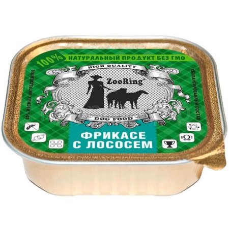 Собаки ZooRing д/всех пород собак паштет фрикасе с лососем ж/б 100гр/16шт/551360