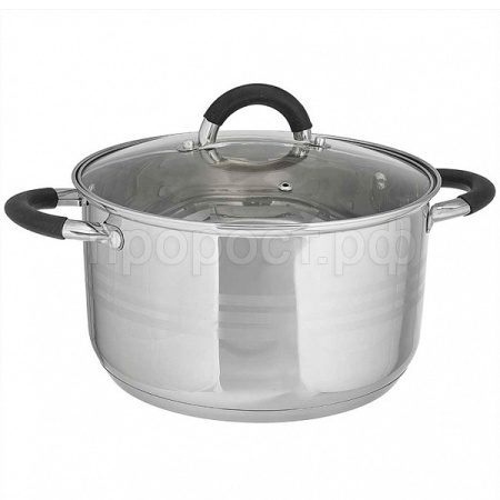 Кастрюля 6,3л нерж. со стеклянной крышкой BE-199/2 /6шт/ Webber