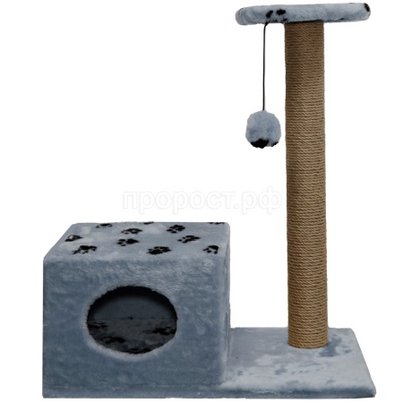 Когтеточка домик с полкой на основании квадратная мех джут серый с игрушкой 37*68*80см/DONBARON Когтеточка домик с полкой на основании квадратная мех джут серый с игрушкой 37*68*80см/DONBARON