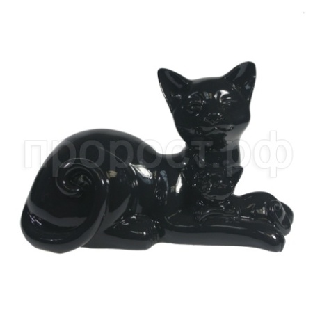 Кошка с котенком (черный глянец) L18W10H12см 713612/D073