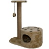 Когтеточка домик с полкой на основании круглая мех джут коричневый с игрушкой 37*68*80см/DONBARON Когтеточка домик с полкой на основании круглая мех джут коричневый с игрушкой 37*68*80см/DONBARON