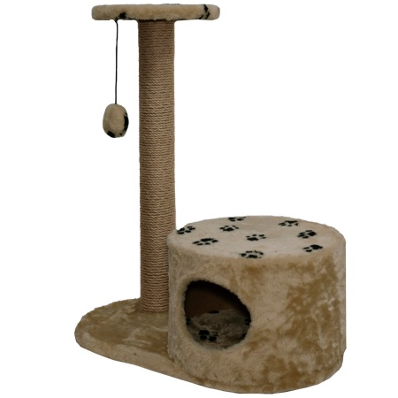 Когтеточка домик с полкой на основании круглая мех джут коричневый с игрушкой 37*68*80см/DONBARON Когтеточка домик с полкой на основании круглая мех джут коричневый с игрушкой 37*68*80см/DONBARON