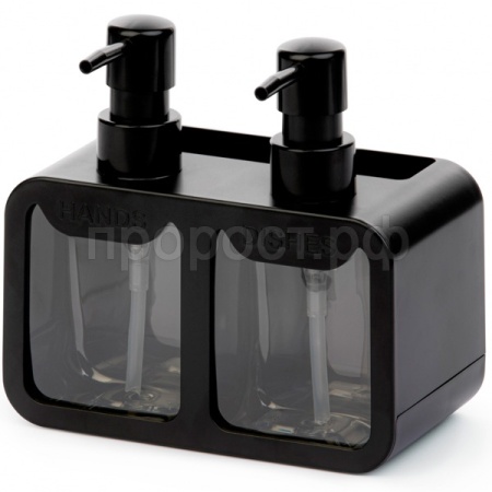 Диспенсер д/моющего средства и мыло с отделением д/хранения черный И8925 /30шт/Альтерн