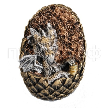 Копилка Дракон в яйце с монетками (золото+серебро) L9W9H10,5 716393/SK232