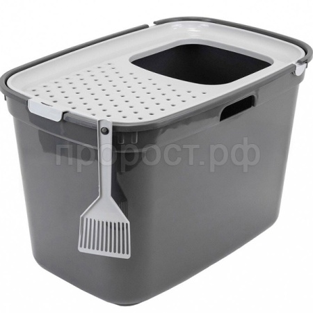 Туалет бокс д/кошек ZooM 59*39*38см с верхним входом серый/2932/Дарэлл Туалет бокс д/кошек ZooM 59*39*38см с верхним входом серый/2932/Дарэлл