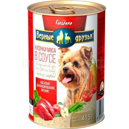 Корм длясобак Верные друзья 415гр СОУС для маленьких пород говядина