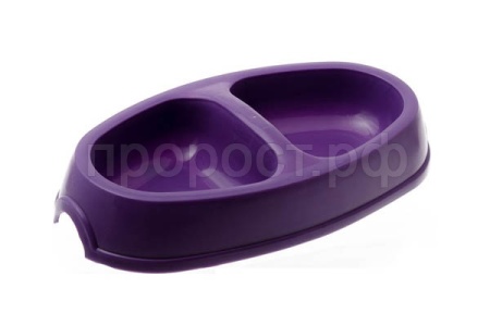 Миска двойная пластик д/кошек 0,45л нескользящая фиолетовая/FG17914/Гризли