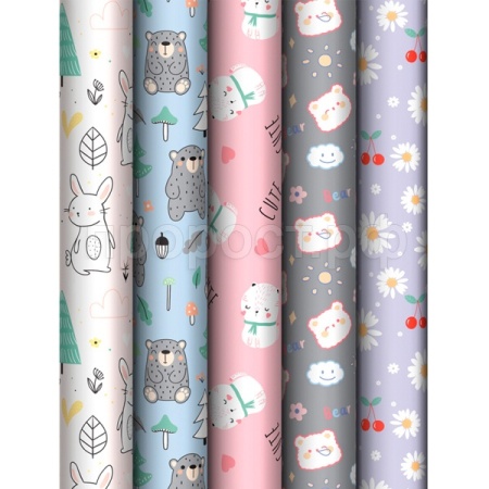 Упаковочная бумага 70*100см "Сute friends", 80г/м2, глянц.  MESHU/372614/Рельеф Упаковочная бумага 70*100см "Сute friends", 80г/м2, глянц.  MESHU/372614/Рельеф