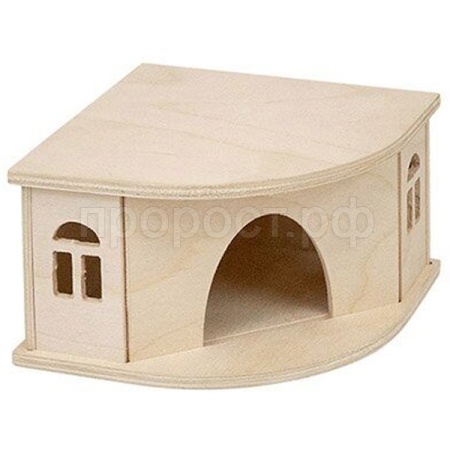 Игрушка для грызунов Домик ЕСО Угловой деревянный 13*13*h8см/86801 Игрушка для грызунов Домик ЕСО Угловой деревянный 13*13*h8см/86801