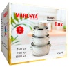 Набор кастрюль-мини (450мл,750мл,1100мл) в инд. упак. кремовый мрамор R-554 /12шт/ Маруся