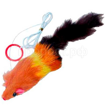 Игрушка для кошек Мышь с пищалкой на резинке меховая 10см HWT038 Игрушка для кошек Мышь с пищалкой на резинке меховая 10см HWT038