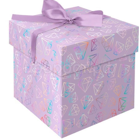 Коробка складная подарочная "Crystals" (15*15*15см) с лентой отд. фольгой MESHU /Рельеф