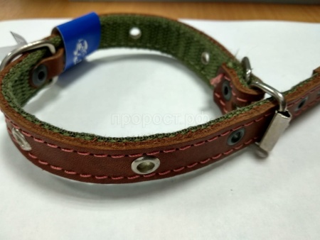 Ошейник кожа+брезент 20мм 2-х слойный безразмерный 40-42см/40663