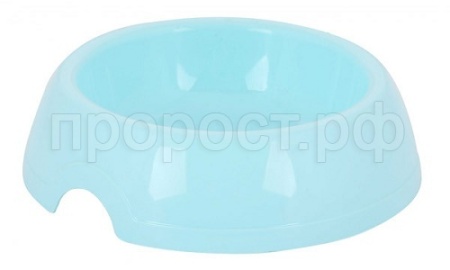 Миска одинарная пластик 0,2л Мур мяу голуб/38шт/М7850